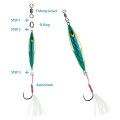 Bucktail trailer attached to jig head to attract big fish
