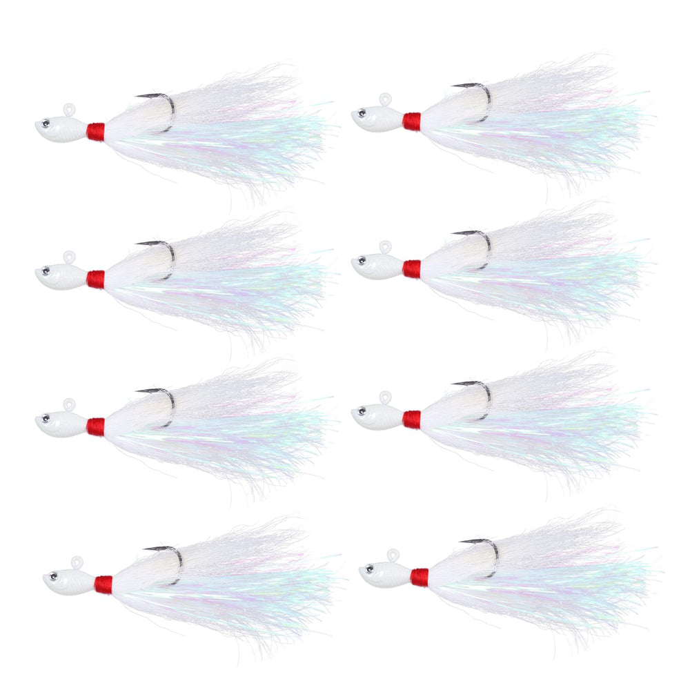 White Bucktail Jig 3/8oz front view