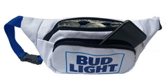 Bud Light fanny pack with insulated compartment keeping up to 3 beers cold on outdoor adventures.