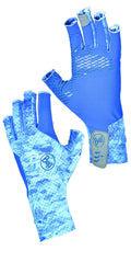 BUFF Adult Aqua Gloves camo blue small provide UPF 50+ sun protection for water activities.