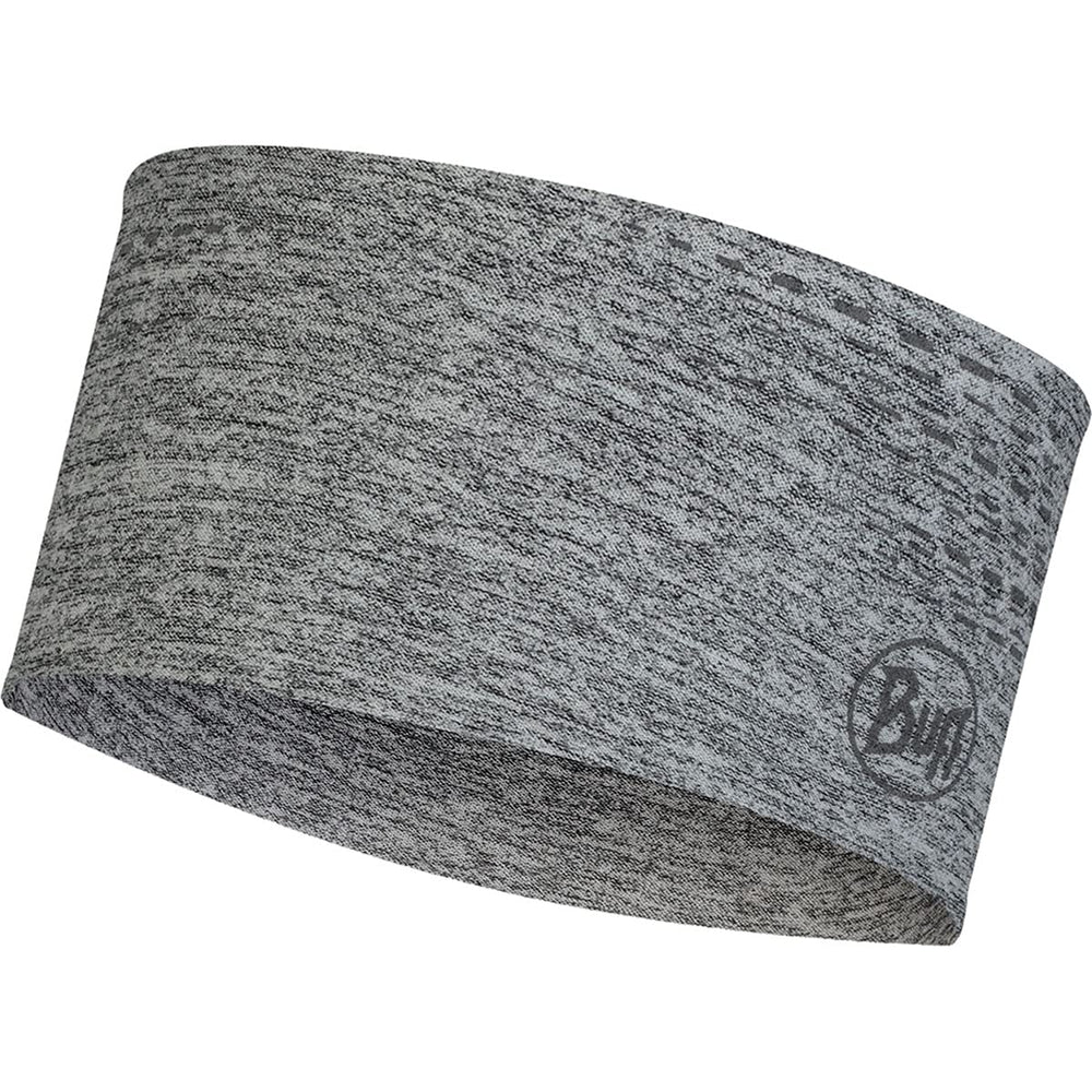 BUFF Dryflx headband front view for a snug fit with reflective details for low-light runs.