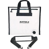 Front view of Buffalo Gear insulated fish cooler bag in white, 20x18in