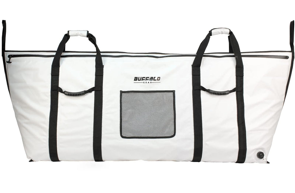 Buffalo Gear large fish kill bag side view shows portable design for all-day fishing storage.