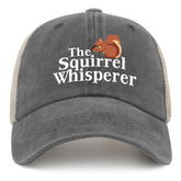 BUINGBFG Squirrel Whisperer trucker hat front view for summer style and comfort