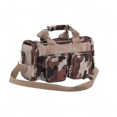 Bulldog BLK Range Bag Throwback CAMO side view reveals organized compartments for gear.