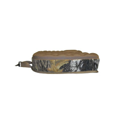 Bulldog Cases Beard Buster Jumbo Seat Camouflage side view with attachable snap hook.