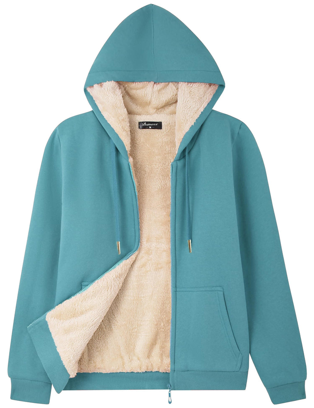 Bumeex womens sherpa fleece jacket dusty blue front view for warmth and everyday style