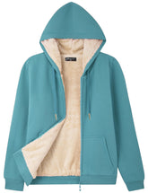 Bumeex womens sherpa fleece jacket dusty blue front view for warmth and everyday style