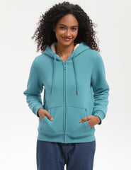 Bumeex zip-up hoodie front pockets detail highlighting functional hand warmers