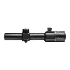 Burris RT6 scope illuminated reticle close-up showing enhanced low-light visibility.