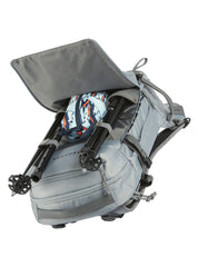 Burton Sidehill 25L backpack side view highlighting helmet carry and stability features