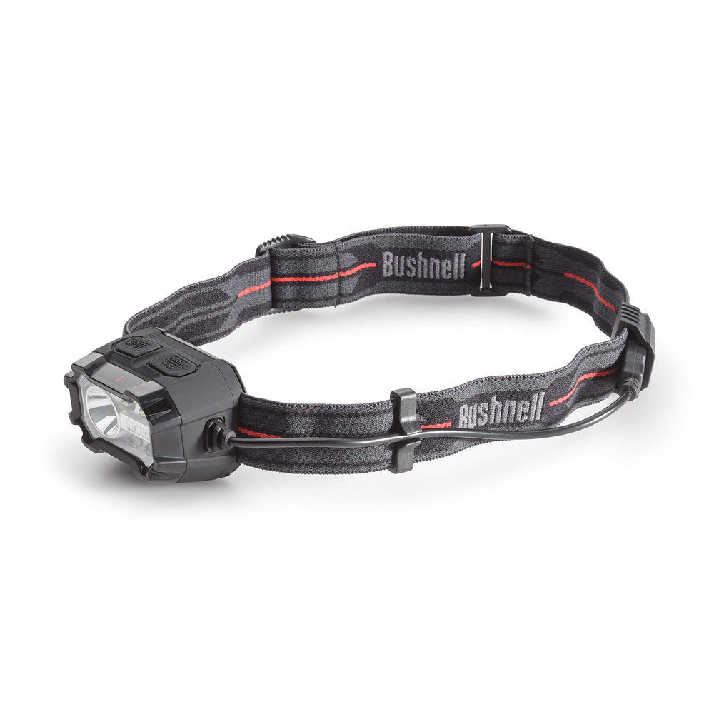 Bushnell PRO Rechargeable 400L headlamp front view for bright hands-free outdoor visibility