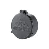 Butler Creek 27 Objective Flip Open Scope Cover installed on a rifle scope