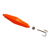 Buzz Bomb 2.5in Fire Orange Jig in action for shallow-water casting and jigging.
