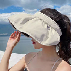 BXCNCKD cream hat with expandable brim for extra shade
