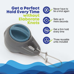 Close-up of line insertion into the ByeKnot knot tying tool