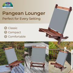 BYER OF MAINE Pangean Lounger Chair folded for compact transport.