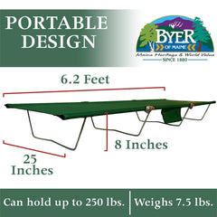 BYER OF MAINE TriLite Cot aluminum frame close-up highlights sturdy construction.