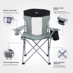 Byliable camping chair gray black built-in cooler highlights convenient refreshing drinks while relaxing