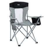 Byliable camping chair gray black front view highlights ergonomic support for extended outdoor seating
