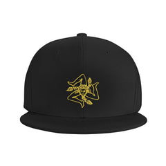 ByoBLu Sicilian Trinacria cap side view, adjustable for comfortable fit.