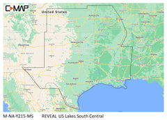 C-MAP Reveal Lakes shaded relief visualizes land and underwater terrain for safer navigation.