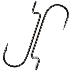 CAJOAUIS offset worm hook set in black finish, sizes 2# to 5/0