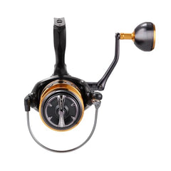 Cabom Nytex saltwater spinning reel stainless steel main shaft resists corrosion for durability.