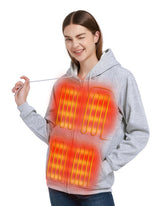 Cadai heated hoodie front view shows full-zip design for easy layering warmth
