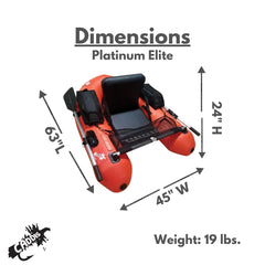 CADDIS Platinum Elite float tube seat detail emphasizes inflated drop-stitch padding for long days