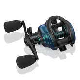 Cadence Vigor baitcasting reel with palm-compact design and chameleon finish