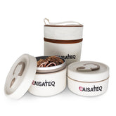 CAISATEQ stainless steel live bait container showing double-layer insulation for freshness