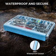 Inside view of waterproof DryVault tackle box