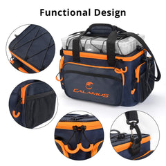 Open interior showing multiple pockets for tackle and tools