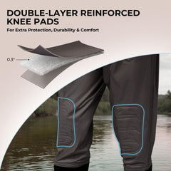 Calamus WaveWalker kids waders display external pocket and D-rings for easy gear access.