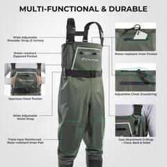 Calamus WaveWalker Waders adjustable straps offer a secure, customized fit for all-day wear.