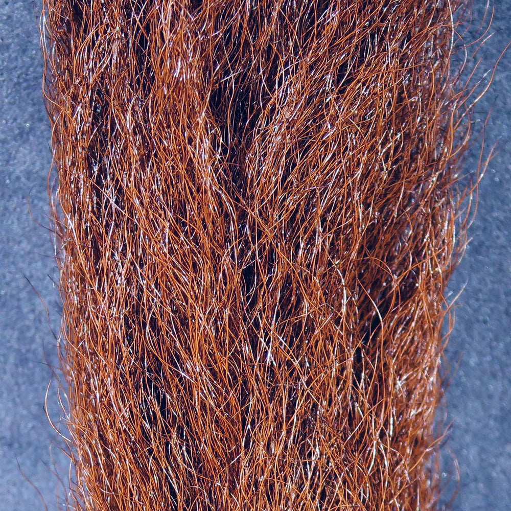 Calf Tail Seal Brown closeup shows crinkly hair ideal for wings