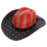 Patriotic CALLARON cowboy hat with American flag print and star details