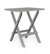 Camco 51692 gray Adirondack side table open, ideal for drinks and snacks at the beach.