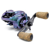 Front view of CAMEKOON Chameleon 200 baitcasting reel showing carbon fiber frame