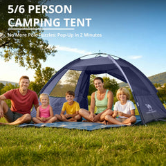 Camel Crown tent with quick-setup poles enables fast shelter deployment.