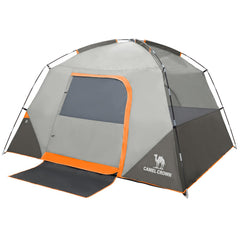 Camel Crown tent's spacious interior comfortably fits 5-6 campers for family trips.