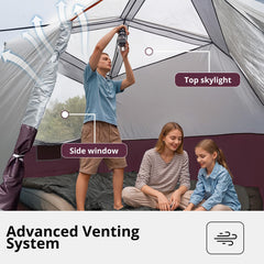 Camel Crown tent ventilation-3d-airflow ensures fresh air through multiple mesh panels.