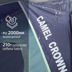 CAMEL CROWN tents quick setup with glass fiber poles.