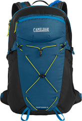 CamelBak padded hip belt stabilizes loads during long rugged hikes.