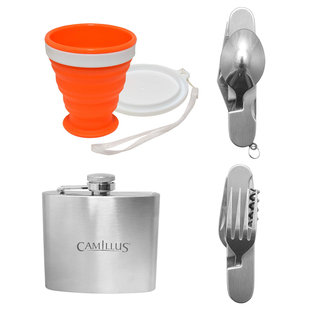 Camillus Camp Set collapsible cup in use for hot beverage on trail