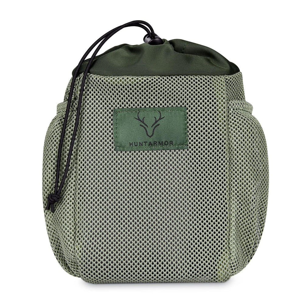 CAMOMAX hunting saddle dump pouch with attachment point for secure gear storage.