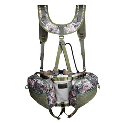 CAMOMAX Hunting Saddle expandable saddle in action offering versatile tree-climbing comfort.