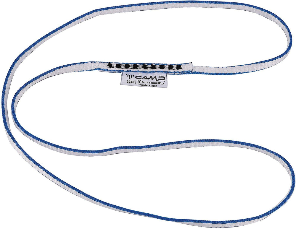 CAMP 8-5mm Dyneema runner in blue, compact extendable draw for alpine anchors and ice screws.
