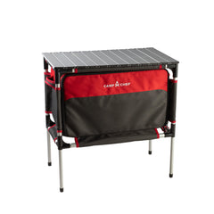 Camp Chef Sherpa table top surface shown for campsite meal prep and service